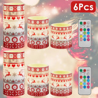 HKM-413395 Christmas Flameless LED Candles Set with Remote, Timer, and 3 Lighting Modes - Deer Flickering Pillar Lights