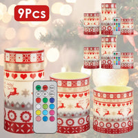 HKM-413395 Christmas Flameless LED Candles Set with Remote, Timer, and 3 Lighting Modes - Deer Flickering Pillar Lights