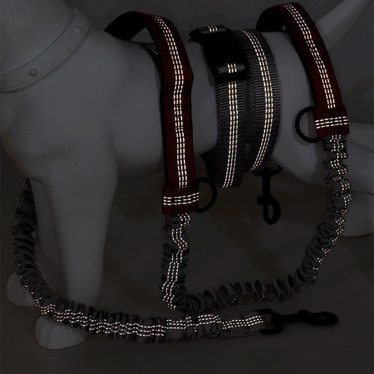 HKM-413395 Reflective Telescopic Dog Leash with D-Ring and Adjustable Traction Rope, Multiple Colors Available