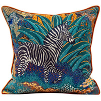 HKM-413395 Zebra Jacquard Decorative Pillow with Floral Pattern, 45x45cm, Polyester Cover, PP Cotton Filling