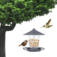 HKM-413523 Foldable Hanging Bird Feeder with Removable Roof - Outdoor Garden Decoration - 820ml Capacity