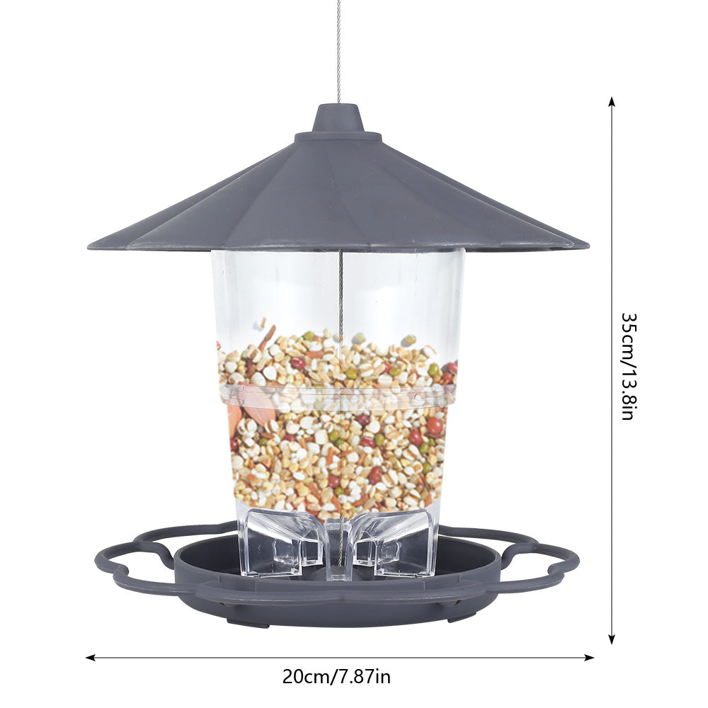 HKM-413523 Foldable Hanging Bird Feeder with Removable Roof - Outdoor Garden Decoration - 820ml Capacity