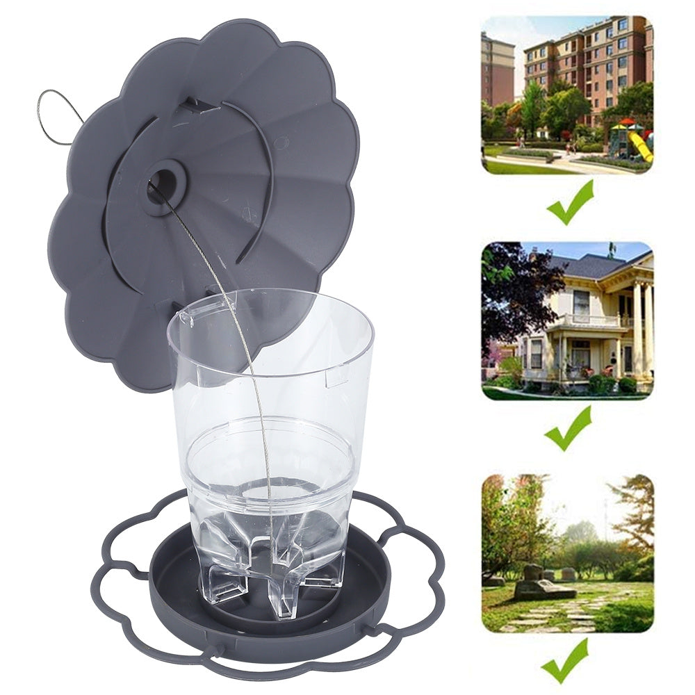 HKM-413523 Foldable Hanging Bird Feeder with Removable Roof - Outdoor Garden Decoration - 820ml Capacity