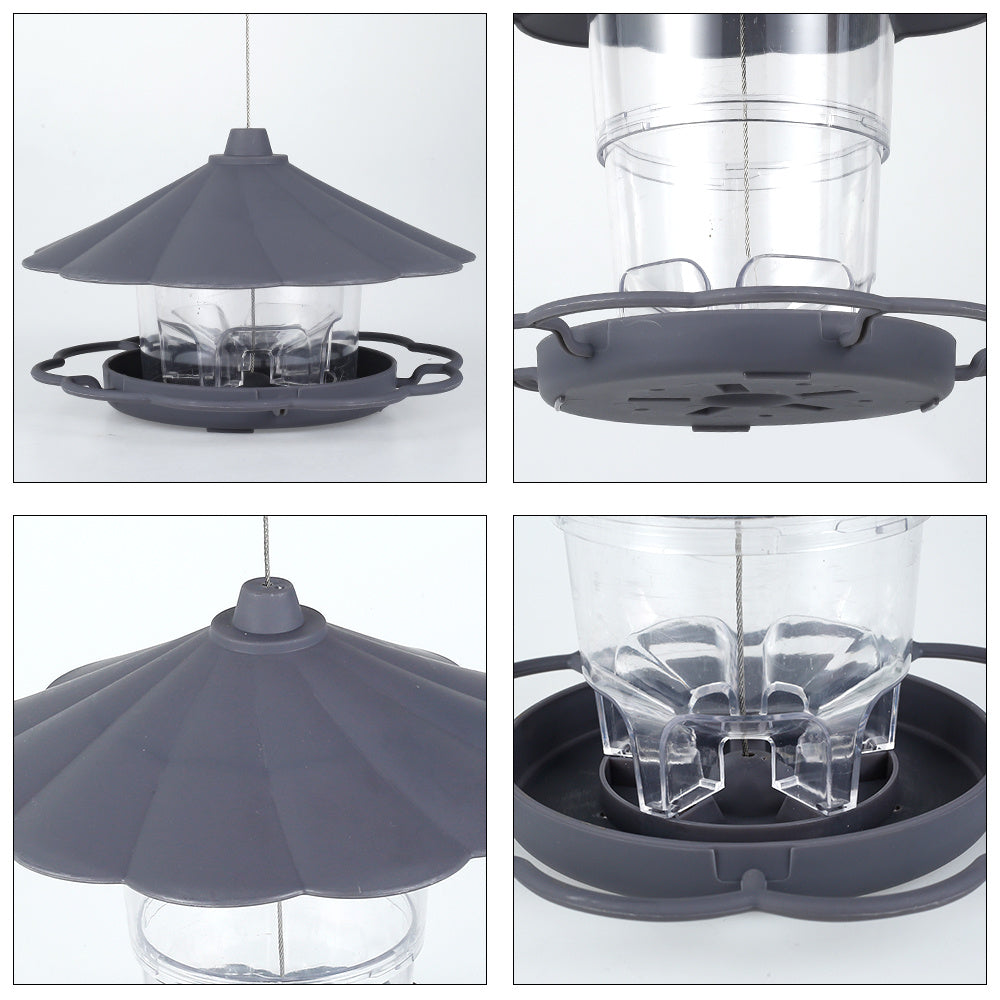 HKM-413523 Foldable Hanging Bird Feeder with Removable Roof - Outdoor Garden Decoration - 820ml Capacity