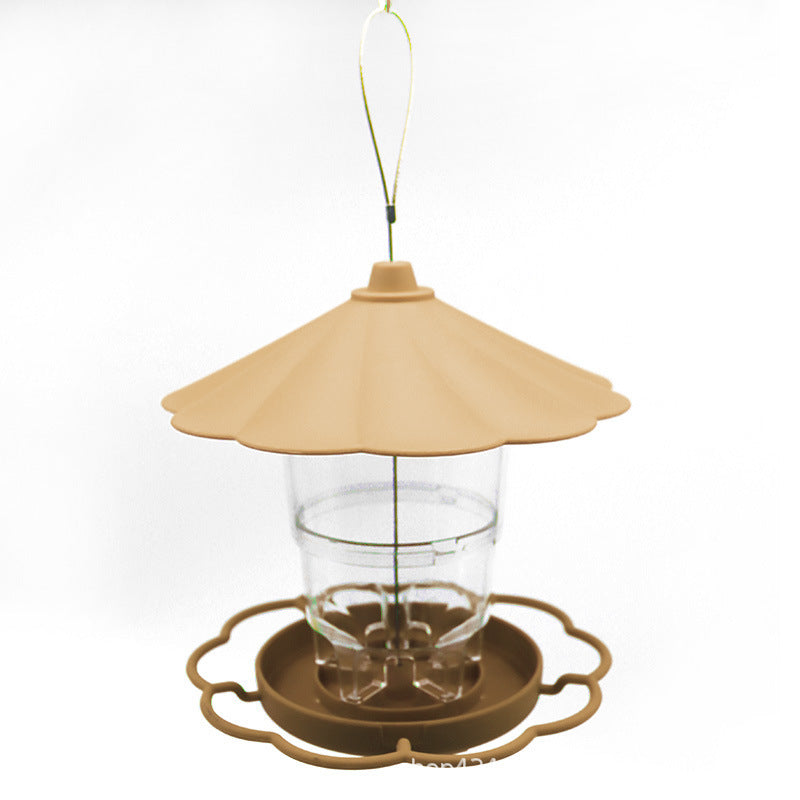 HKM-413523 Foldable Hanging Bird Feeder with Removable Roof - Outdoor Garden Decoration - 820ml Capacity