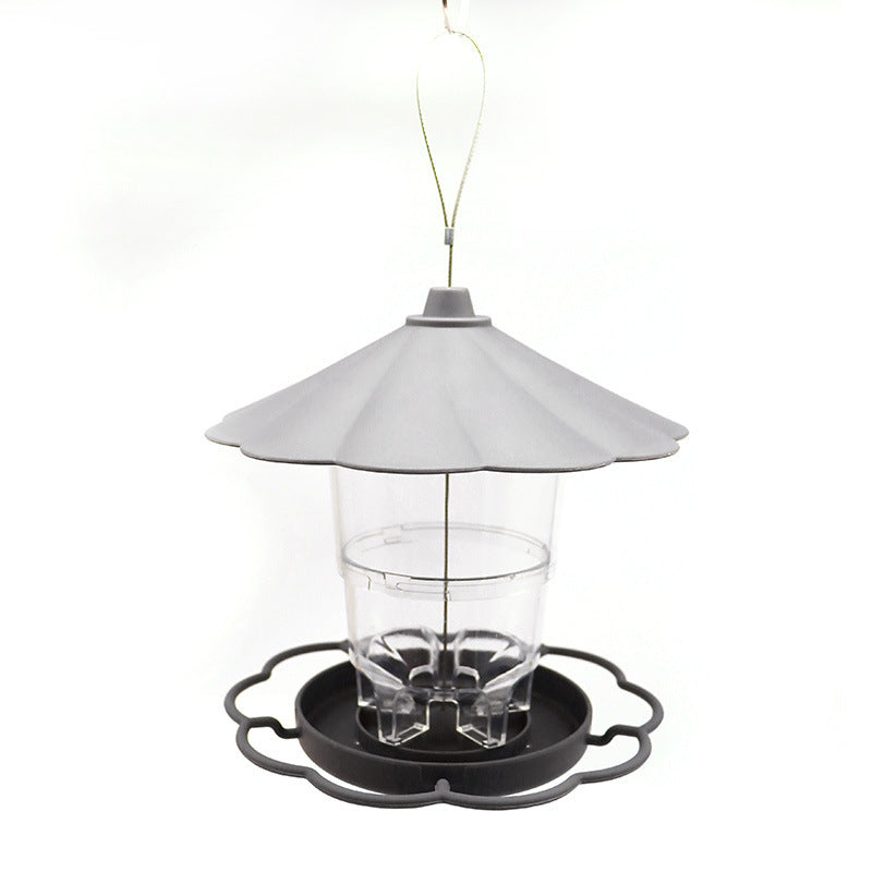 HKM-413523 Foldable Hanging Bird Feeder with Removable Roof - Outdoor Garden Decoration - 820ml Capacity