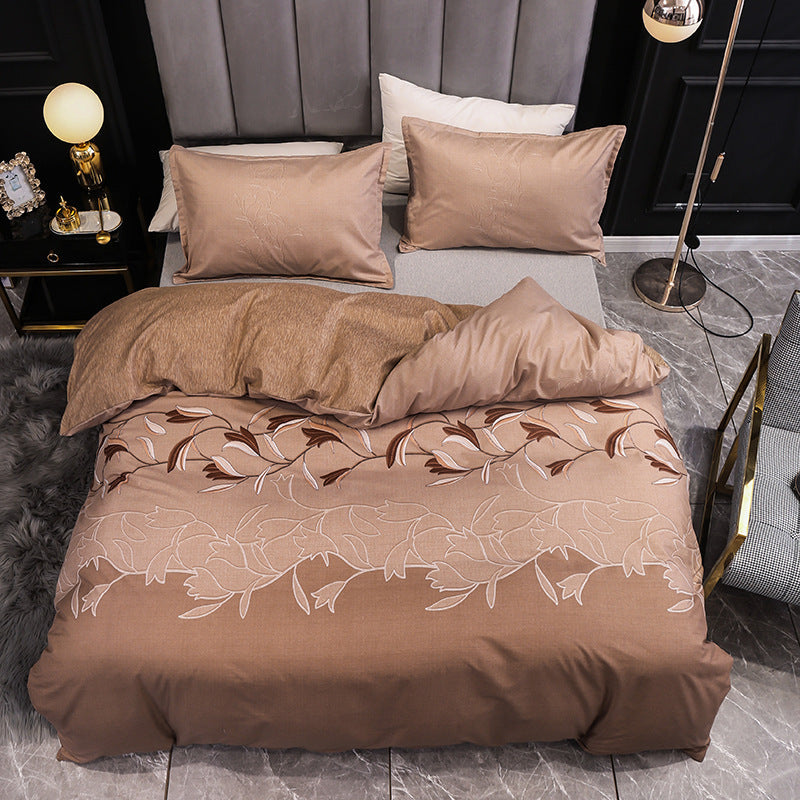 HKM-413587 Three-Piece Bedding Set with Plain Quilt Cover and Pillowcase, 210x210cm Quilt, 50x70cm Pillowcase, Available in Various Colors