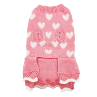 HKM-413843 Cozy Acrylic Round Neck Sweater for Dogs in Red and Pink Skirt Options