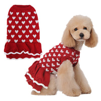 HKM-413843 Cozy Acrylic Round Neck Sweater for Dogs in Red and Pink Skirt Options