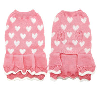 HKM-413843 Cozy Acrylic Round Neck Sweater for Dogs in Red and Pink Skirt Options