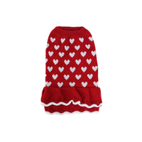 HKM-413843 Cozy Acrylic Round Neck Sweater for Dogs in Red and Pink Skirt Options
