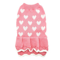 HKM-413843 Cozy Acrylic Round Neck Sweater for Dogs in Red and Pink Skirt Options