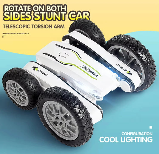 HKM-413843 Remote Control Stunt Car with 360° Rotation and Cool Lighting for Kids, Electric Double-Sided Design