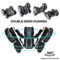 HKM-413843 Remote Control Stunt Car with 360° Rotation and Cool Lighting for Kids, Electric Double-Sided Design