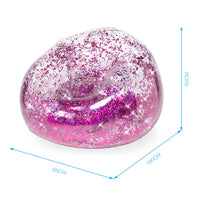 HKM-413971 Transparent Inflatable Sequin Lazy Sofa - 100x100x85 cm, PVC Material, Lightweight Design