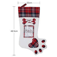 HKM-414035 Dog Claw Holiday Socks Gift Bag – Red & Blue Brushed Cloth Design, 48.5cm x 22cm