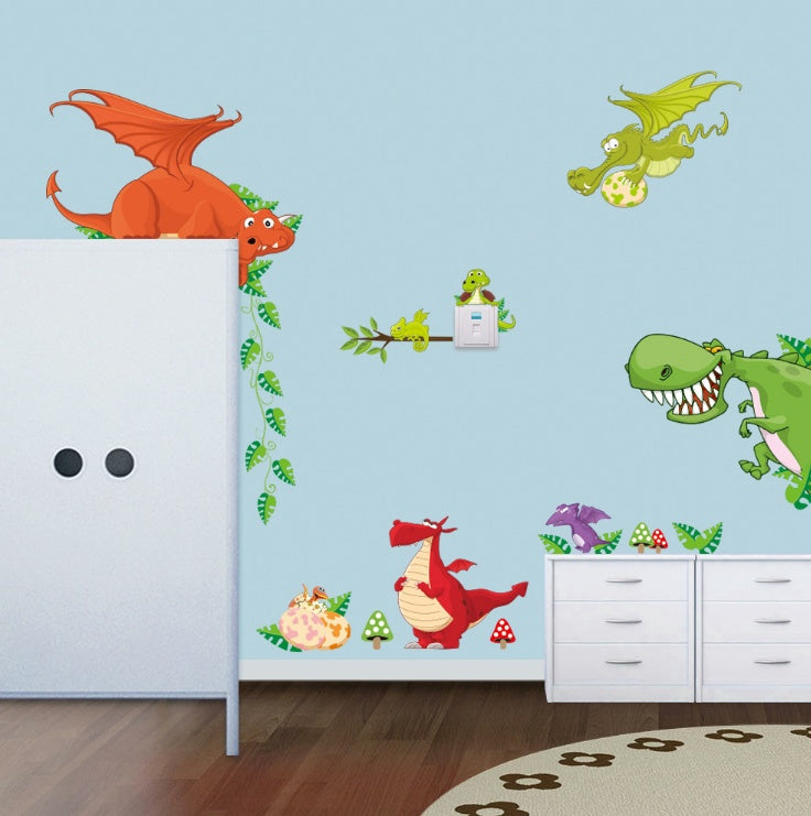 HKM-414355 Cute Animal Wall Sticker for Children's Room - Detachable, Waterproof PVC Decoration