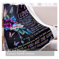 HKM-414419 Soft Sherpa Fleece Blanket with Butterfly Love Flower Design - Ideal for Couch, Office, and Camping