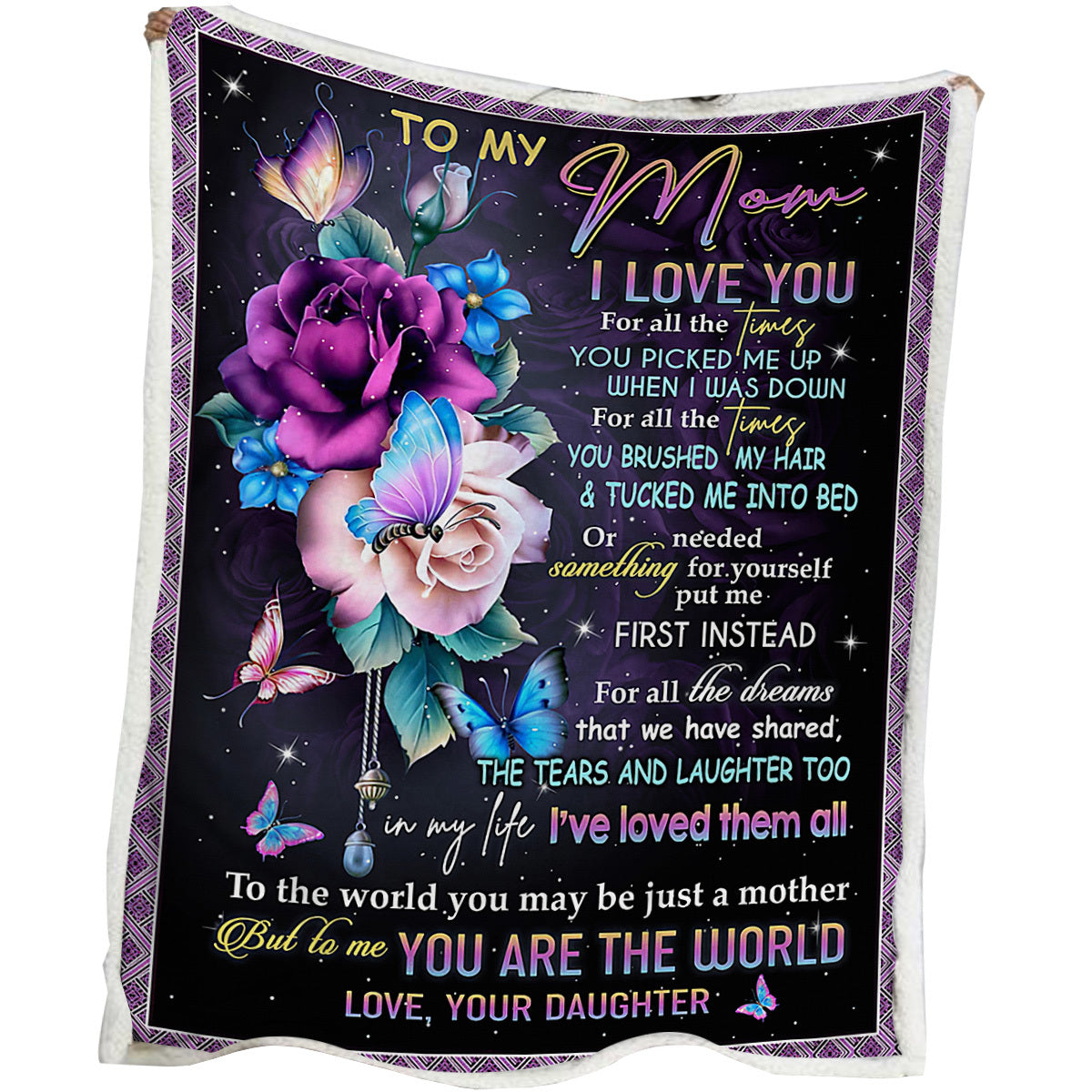 HKM-414419 Soft Sherpa Fleece Blanket with Butterfly Love Flower Design - Ideal for Couch, Office, and Camping