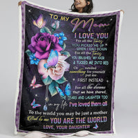 HKM-414419 Soft Sherpa Fleece Blanket with Butterfly Love Flower Design - Ideal for Couch, Office, and Camping