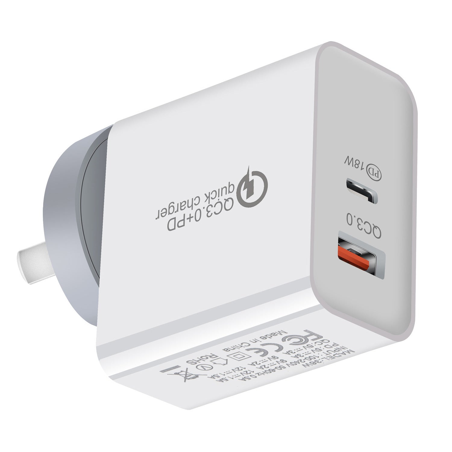 HKM-414483 36W Dual Port PD USB-C Mobile Phone Charger for Efficient Charging