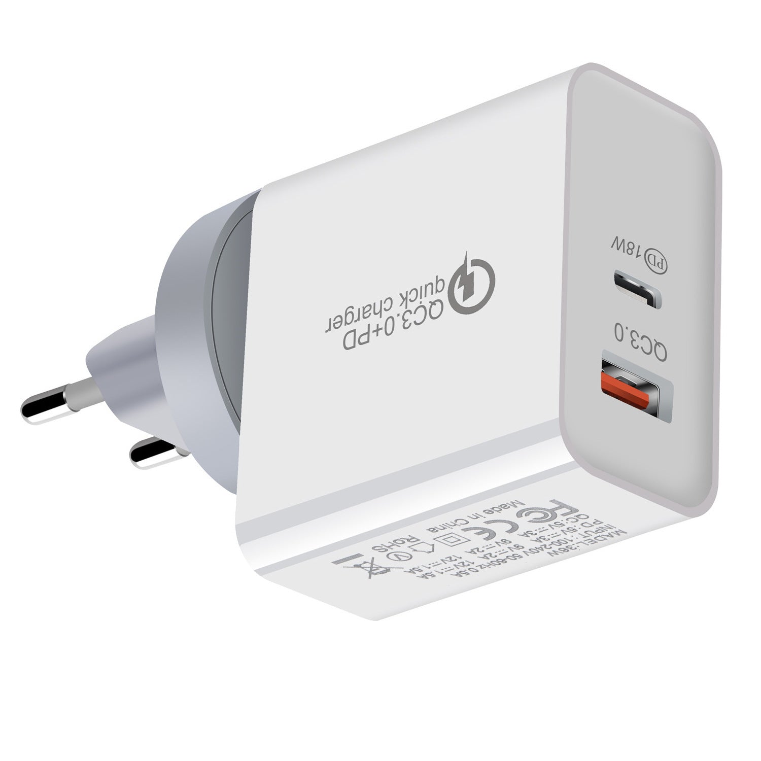 HKM-414483 36W Dual Port PD USB-C Mobile Phone Charger for Efficient Charging