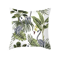 HKM-414483 Tropical Plants Printed Pillowcase in Summer Peach Skin Fabric for Living Room 45x45cm