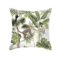 HKM-414483 Tropical Plants Printed Pillowcase in Summer Peach Skin Fabric for Living Room 45x45cm