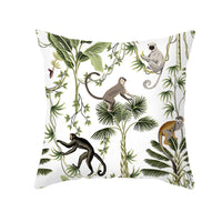 HKM-414483 Tropical Plants Printed Pillowcase in Summer Peach Skin Fabric for Living Room 45x45cm