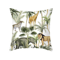 HKM-414483 Tropical Plants Printed Pillowcase in Summer Peach Skin Fabric for Living Room 45x45cm