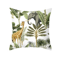 HKM-414483 Tropical Plants Printed Pillowcase in Summer Peach Skin Fabric for Living Room 45x45cm