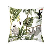 HKM-414483 Tropical Plants Printed Pillowcase in Summer Peach Skin Fabric for Living Room 45x45cm