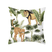 HKM-414483 Tropical Plants Printed Pillowcase in Summer Peach Skin Fabric for Living Room 45x45cm
