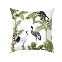 HKM-414483 Tropical Plants Printed Pillowcase in Summer Peach Skin Fabric for Living Room 45x45cm