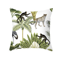 HKM-414483 Tropical Plants Printed Pillowcase in Summer Peach Skin Fabric for Living Room 45x45cm