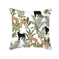 HKM-414483 Tropical Plants Printed Pillowcase in Summer Peach Skin Fabric for Living Room 45x45cm