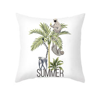HKM-414483 Tropical Plants Printed Pillowcase in Summer Peach Skin Fabric for Living Room 45x45cm