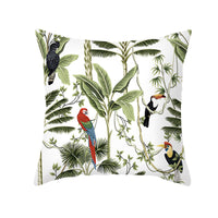 HKM-414483 Tropical Plants Printed Pillowcase in Summer Peach Skin Fabric for Living Room 45x45cm