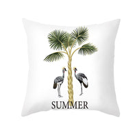 HKM-414483 Tropical Plants Printed Pillowcase in Summer Peach Skin Fabric for Living Room 45x45cm