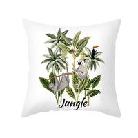 HKM-414483 Tropical Plants Printed Pillowcase in Summer Peach Skin Fabric for Living Room 45x45cm