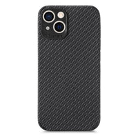 HKM-414675 Simple Solid Color Mobile Phone Case with Carbon Fiber Design for iPhone Models