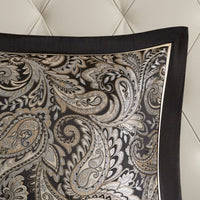 HKM-414739 12 Piece Black Comforter Set with Cotton Bed Sheets for King Bed