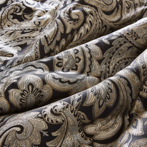 HKM-414739 12 Piece Black Comforter Set with Cotton Bed Sheets for King Bed