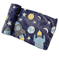 HKM-414739 Luminous Rocket Flannel Blanket - Cozy Polyester Blanket 100x120cm