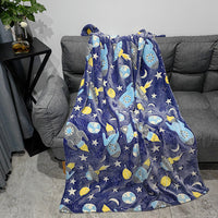 HKM-414739 Luminous Rocket Flannel Blanket - Cozy Polyester Blanket 100x120cm