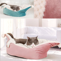 HKM-414867 Pet Bed - Small and Medium Cat Boat Nest in Peacock Blue, Gray, and Pink Options