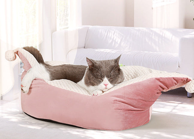 HKM-414867 Pet Bed - Small and Medium Cat Boat Nest in Peacock Blue, Gray, and Pink Options