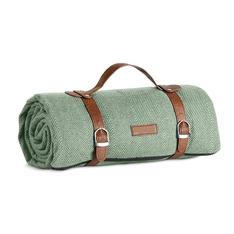 KTX-414931 Foldable Waterproof Travel Picnic Blanket Mat - Custom Linen Canvas Design