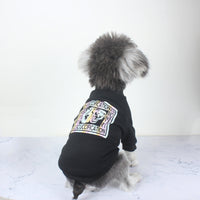HKM-415251 Pet Plus Velvet Tiger Head Sweater for Autumn and Winter, Trendy Casual Style, Black Cotton Fabric