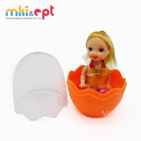 HKM-415379 Colorful Transparent Plastic Surprise Eggs with Mini Dolls - Set of 12
